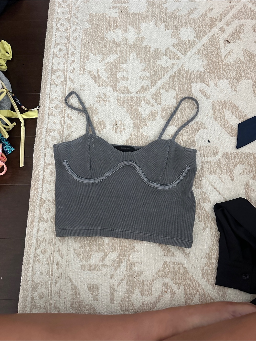 Forever 21 Gray Cropped Bustier Tank Top